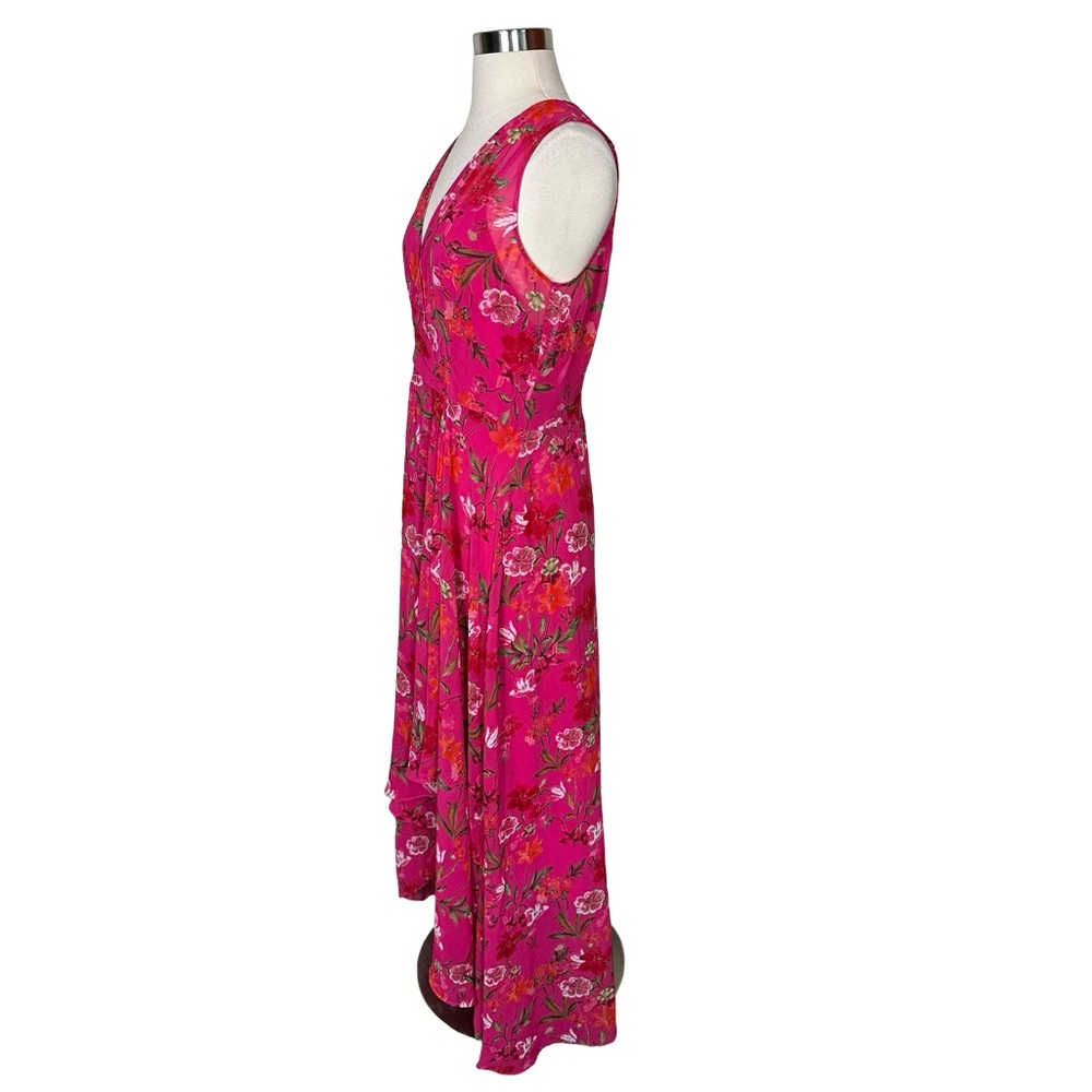 Calvin Klein Floral Pink High Low Summer Flowy Lined Sleeveless VNeck Dress 12 - Picture 5 of 12